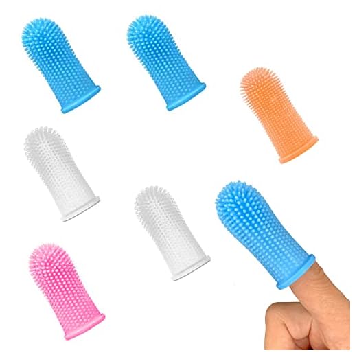 IOPYKKOA Cepillo de dientes para perros, reutilizable, cepillo de dientes para los dedos de mascotas, cuidado dental para perros, antiplaca para los dedos, de silicona apta para alimentos (6 unidades)