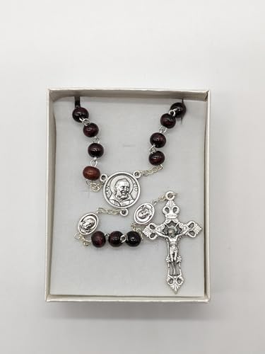 Chapelet de Padre Pio en bois de qualité supérieure avec sa croix ciselée