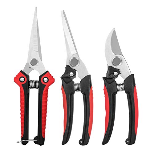 Chilymes Pruning Shears Garden Cutter,3 Pack Stainless Steel Sharp Pruner Secateurs, Professional Bypass Pruning Hand Tools Scissors Kit for for Cutting Flowers,Trimming Plants,Bonsai,Fruits Picking