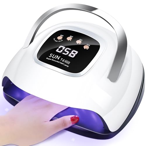 UV Nail Lamp, Led Nail Lamps for Gel Nail Dryer LKE 220W Professional UV LED Nail Lamp with 4 Timers-Auto Sensor UV Lamp for Gel Nails Detachable Curing Lamp Gel Nail Polish Lamp for Home and Salon