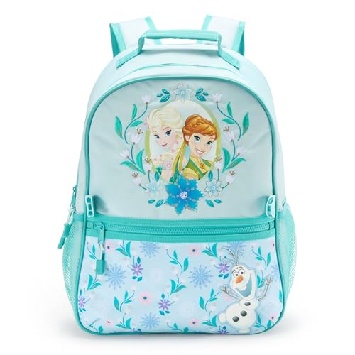 Disney Store Official Frozen Backpack - Kids Backpack with Embroidered Accents, Adjustable Straps, Zip Compartments & Mesh Pockets, Screen Art Featuring Anna, Elsa & Olaf - Water Resistant