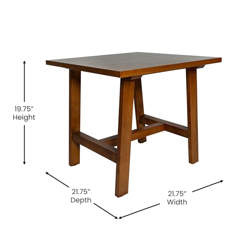 Merrick Lane Mabel Trestle X-Frame End Table, Rustic Farmhouse Solid Wood End Table, Walnut - Thumbnail 2