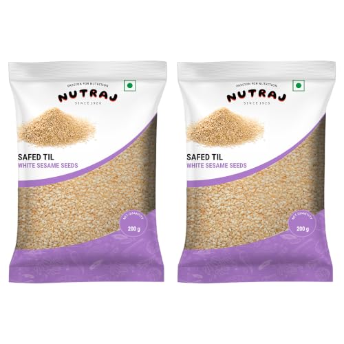 Image of Nutraj White Sesame Seeds (Safed Til) 400g (200g Pack of 2)
