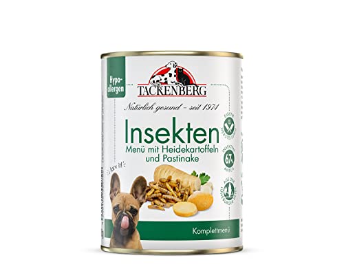 TACKENBERG Insektenmenü mit Heidekartoffel und Pastinake 6x400 g - Nassfutter Dose für Hunde (6X 400 g) Hundefutter für allergische Hunde geeignet- natürlich getreidefrei mit Insektenprotein