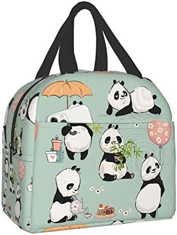PrelerDIY Panda Lunch Box - Insulated Lunch Bags for Women/Men Little Panda Collection Reusable Lunch Tote Bags, Perfect for Office/Camping/Hiking/Picnic/Beach/Travel