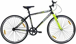 AHOY! Clyde Single Speed Hybrid Cycle 700C | for (12+ Yrs) (Height 5.6 Ft +) | Steel Hybrid Bike for Men, Women (N Yellow and Black Color)