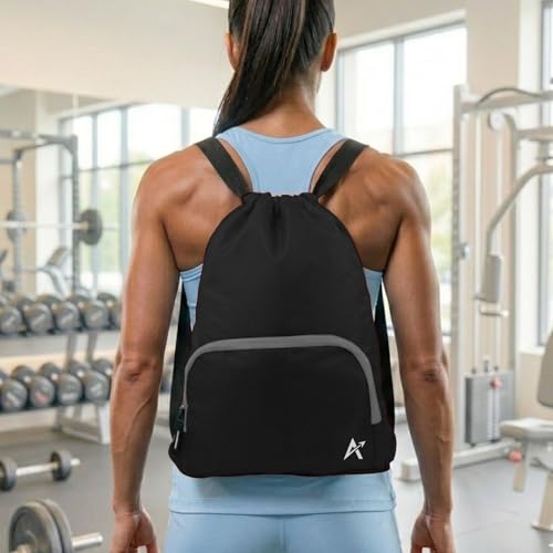 Image of Tukzer 15L Drawstring Daypack,Tablet sleeve, Gym bag Rucksack Backpack With Zip Pocket, Sports Shoe Bag, Shoulder Strap Breathable Mini Travel Backpacks For Men and Women, Aliens 34 X 43 X 10 CM-Black