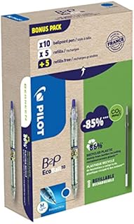 Pilot 94297 Bonuspack 10 Pens and 10 Refills B2P Ecoball, Blue, Tip 1 mm