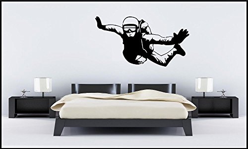 Wall Smart Designs Parachutiste Autocollant Mural Chambre Salon Cuisine Autocollant Mural Artistique Pochoir Transfert - Orange Gloss, 131cm x 70cm