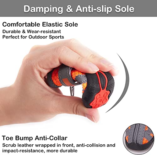 Image of KUTKUT Shoes for Hot Pavement Hardwood Floor, Breathable Booties for Small Medium Dogs With Reflective & Adjustable Strap Zipper, Anti Slip Paw Protection Boots (Size: 5)