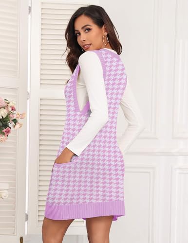 Image of Zeagoo Womens Sweater Vest Dress Pattern Knitted Pullovers Sweaters V Neck Tank Sweater Dress with Pockets