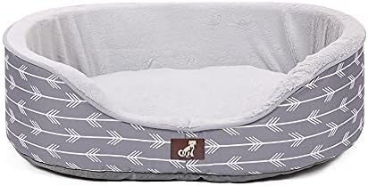 AllPetSolutions Bella Dog Bed Large - Removable Machine Washable Durable Warm Soft Comfy Bed for Home or Dog Crate  Reversible Cushion - Grey 80x62x20.5cm