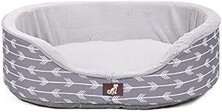 AllPetSolutions Bella Dog Bed Medium - Removable Machine Washable Durable Warm Soft Comfy Bed for Home or Dog Crate  Reversible Cushion - Grey 70x45x18.5cm