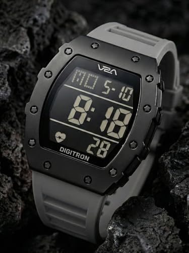 Image of V2A Digitron Tonneau 2118 Sports Watch for Men & Boys | Rugged Design | Big Dial | Alarm, Stopwatch, 12 /24H | 3 ATM Water Resistant | Luminous Display | Sports, Fitness, Outdoor & Training | Gifts for Men & Boy