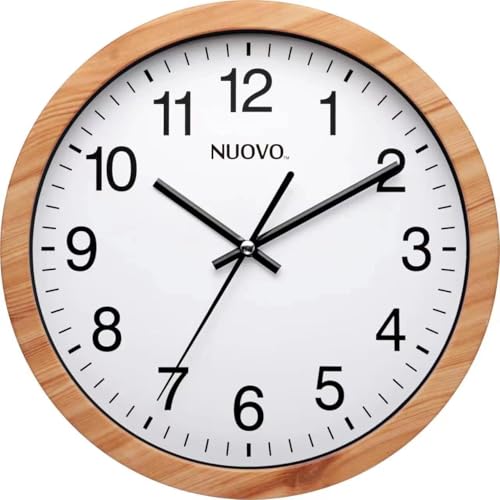 NUOVO 16" Wood Grain Round Wall Clock Silent and Not Tickling Vintage Wall Clock for Living Room Bedroom Kitchen (40cm / 16")