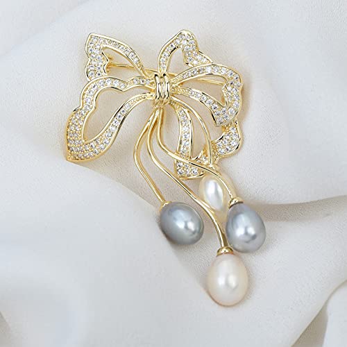 Image of Elegant Love Bow Brooch Micro Pave Cubic Zirconia Bowknot Wedding Bride Mother Brooch Pin Ribbon Shape Jewelry Brooch Breastpin