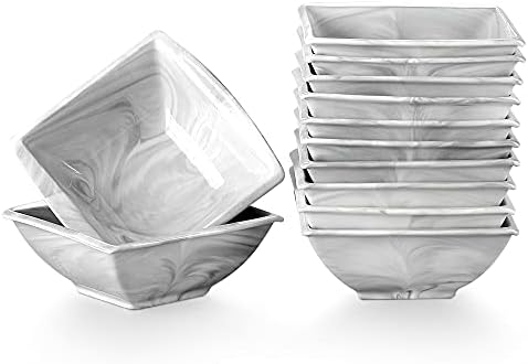 MALACASA, seria Blance, zestaw 6 marmurowych porcelanowych talerzy na ciasto, talerzy deserowych, śniadaniowych, 21x21x2,5cm 8,25 cala dla 6 osób