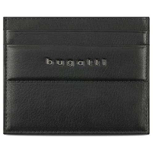 Porte-cartes en cuir de veau véritable bugatti Nome élégant et raffiné noir