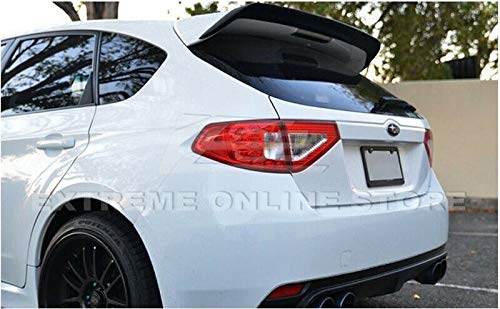 Extreme Online Store Repalcement for 2008-2014 Subaru WRX & STi Hatchback Wagon Models ABS Plastic Primer Black Rear Roof Add-On Extension Wing Spoiler Gurney Flap