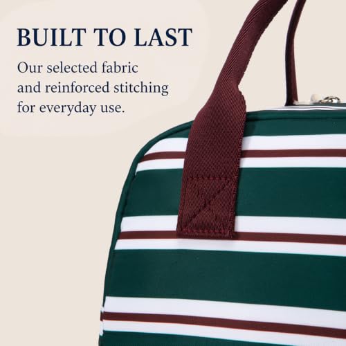 Image of LOVELYWIND Lunch Box for Women, Insulated Lunch Bag, Green Striped Tote