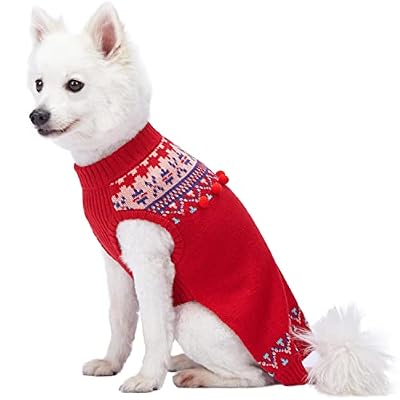 Blueberry Pet Icelandic Lopi Pullover Dog Sweater in Holiday Red, Back Length 8, Pack of 1 Clothes for Dogs