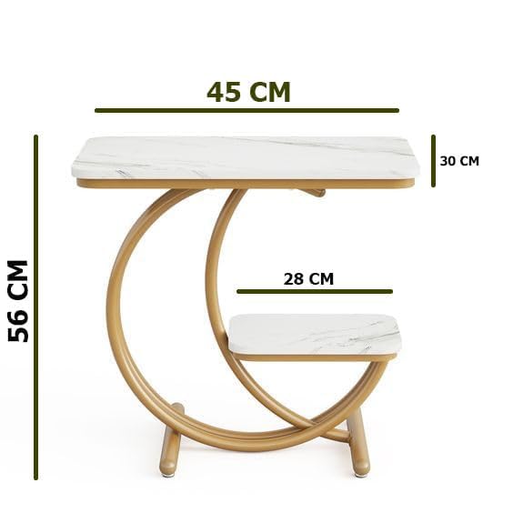 Image of Coffee Table for Living Room End Table Beside Table with Metal Legs Small Accent Tables Snack Table Nightstand for Multipurpose Square Tables (Golden Black) (Silver & White)