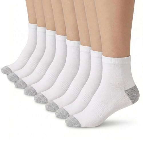 DHAMPOOH Calcetines antideslizantes para correr hasta el tobillo para hombres y mujeres, comodidad elegante, diseño antideslizante, color blanco, tamaño mediano, perfectos para el uso diario y