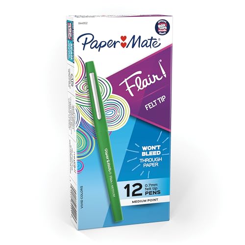 Paper Mate Flair Point-Guard Porous Point Pens 12 Green Pens (8440152)