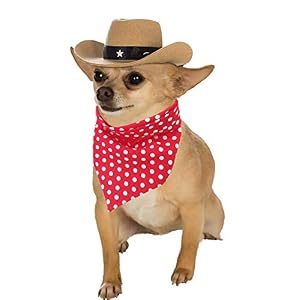 YOAVIP Pet Dog Cat Cowboy Hat Bandana Scarf Party Supplier Costume Set