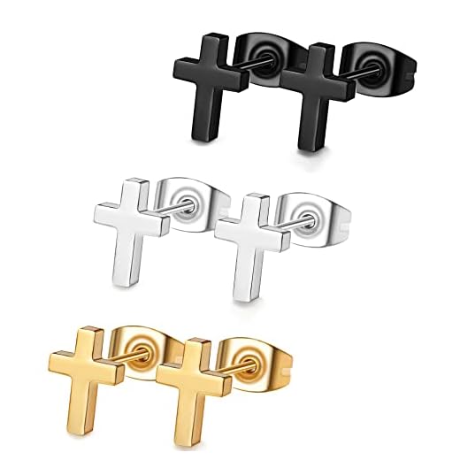 FUNRUN JEWELRY Cross Stud Earrings Set