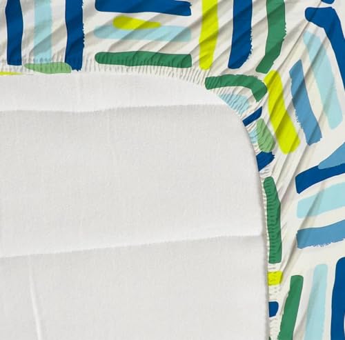 Image of Premium Cotton Fitted Bedsheet King Size Bed with 2 Pillow Covers | All Around Elastic | 220 TC | Wrinkle Free & Breathable | Deep Pocket Fits Mattress Upto 10 Inches | Bed Cover-Blue Green