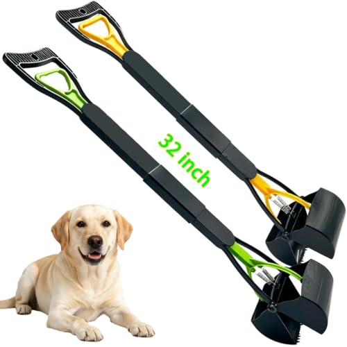 2 Pack 32'' Tall Dog Pooper Scooper Long Handle Lightweight Poop Scooper