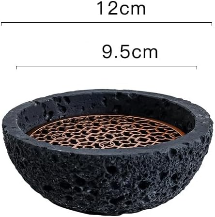 Volcanic rock spherical dry ice sushi tray, Plate Sashimi Sushi Steak, ceramic plate, Japanese sushi beef Sashimi plate, interior copper mesh, 4.8 inches in diameter