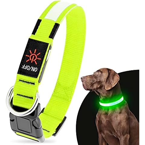 Illumifun LED Dog Collar, USB Rechargeable Light Up Dog Collar, Flashing Dog Collar for Your Large Dogs Walking in The Dark (Green, X-Large) Cover