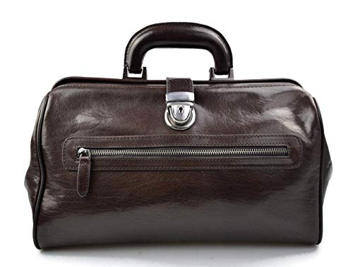 Leather doctor bag medical bag handbag ladies men leatherbag vintage medical bag retro doctor bag made in Italy luxury bag weekender dark brown