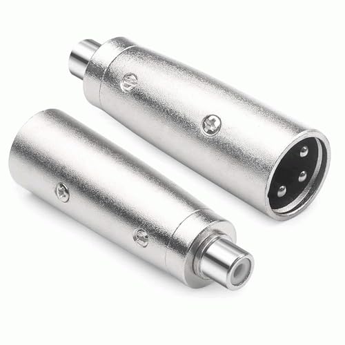 TECHZOCO Adaptador XLR Mono 3 Pin Macho a RCA Hembra, Adaptador XLR a RCA, Apto para mezcladores, micrófonos, amplificadores, Ecualizador, teclados, Guitarras, Piano eléctrico, entre otros, 1 unidad
