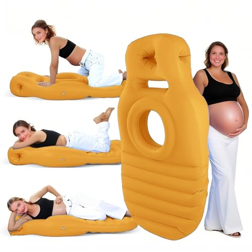 Image of Pregnancy Pool Float with Belly Hole,Nflatable Portable Pillow,Stomach Sleeping,Relieves Back Pain & SPD (Yellow)