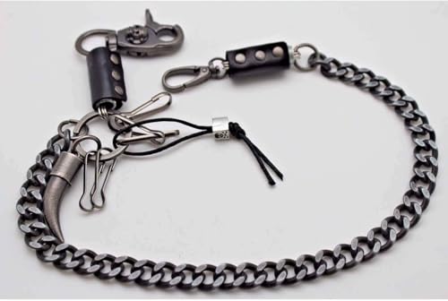 Men Fashion Wallet Chain Chunky Links Metal Jeans Long Strand Horn Silver Heavy Duty Bold2