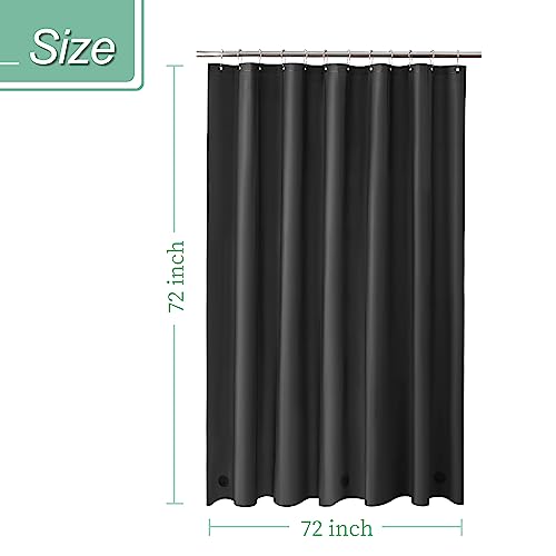 Image of Mrs Awesome Black Shower Curtain Liner with 3 Magnets, 72x72 Premium Flexible Sturdy Plastic Shower Curtain for Bathroom Lightweight & Waterproof, Black