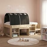 sephironlbb Tunnel letto nero in poliestere, 211 x 67,5 x 2 cm, per letti king size, 2 pezzi, con accessori di montaggio, per camera da letto, letto matrimoniale, letto a molle, antiscivolo e stabile