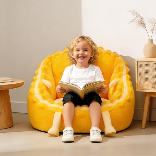 2-in-1Cute and Fun Toast-Shaped Cartoon Plush Kids Chair Mini Sofa-Removable Anti-Slip Sofa for Toddlers -Soft Cotton Filling & Thick Back Support Kids Chair 50x45cm (Y)
