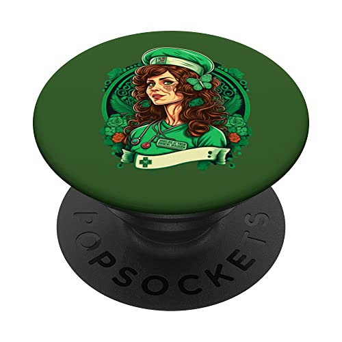 Nurse St Patrick's Day Shamrock Nurse PopSockets PopGrip Interchangeable