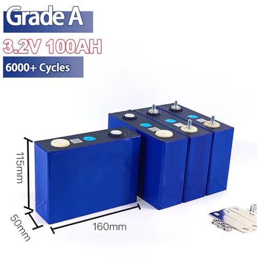 Image of EVE LiFePO4 Cell 3.2V 100Ah Grade A Deep Cycle Battery Lithium Iron Phosphate Rechargeable Battery Max.Continous Discharge 100A /1C,Included M6 Nuts and Bus Bars