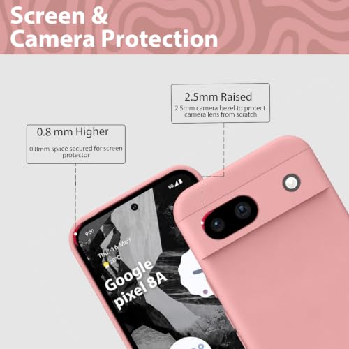 Image of KACA Silicone Back Case for Google Pixel 8A, Soft-Touch, Shockproof Phone Back Cover for Google Pixel 8A (Pink)