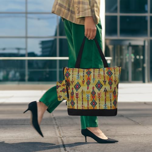 Image of NGIL Medium Top Zipper Closure Canvas Tote Bag with Attached Matching Coin Purse For Moms and Nurses