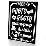 Photo Booth Sign with Stand Retro Background Table for Indoor and Outdoor Party Theme Event Photography Props Desktop Decoration Supplies