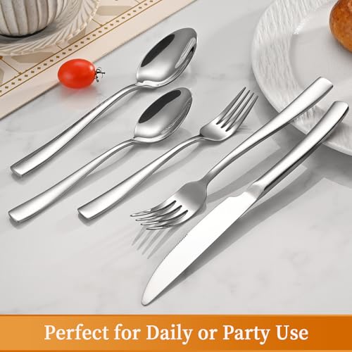 20-Piece Silverware Set, Heavy Duty Stainless Steel Flatware Cutlery Set Service for 4, Food-Grade Utensil Sets for Home Restaurant, Dishwasher Safe by Remoxye - Used condition - Image 5