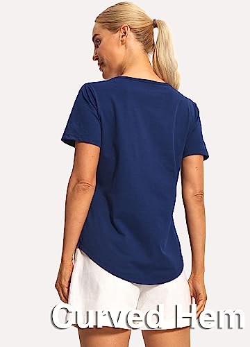 Hiverlay Workout Shirts For Women Short Sleeve Scoop Neck Tops Athletic Quick Dry Gym T-Shirts Yoga Running Tee Navy Blue S #TOP1