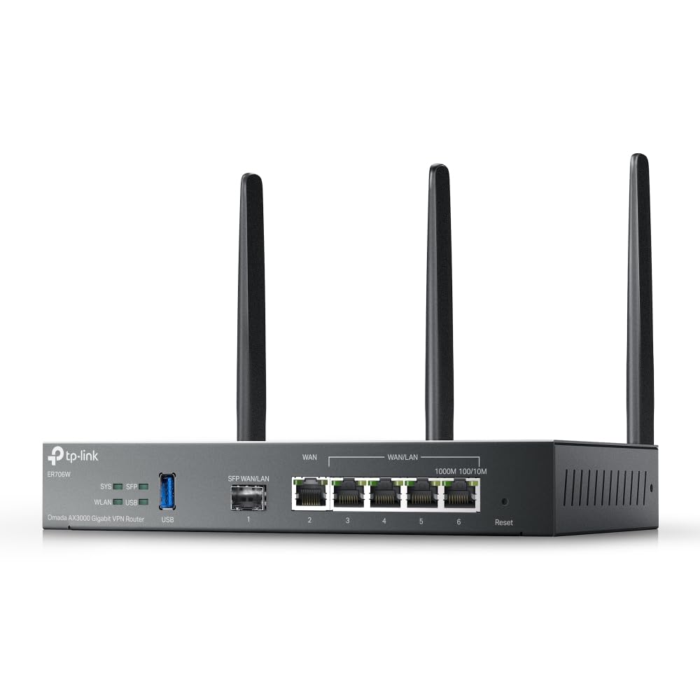 TP-Link ER706W Omada Gigabit AX3000 WiFi 6 VPN ルーター | USB3.0 × 1 USBストレージとLTEドングル対応 | オマダメッシュ対応 | 簡単設営
