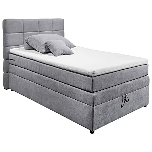 Raburg Boxspringbett Denver in LICHT-GRAU, 120 cm x 200 cm Liegefläche,...